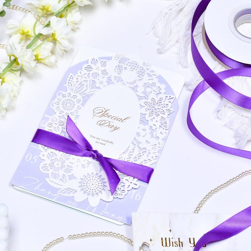 YAMA Double Face Satin Ribbon - 5/8" 25 Yards for Gift Package Wrapping,Floral Design,Hair Bow Clip Making,Crafting,Sewing,Wedding Decor, Purple - Image 5